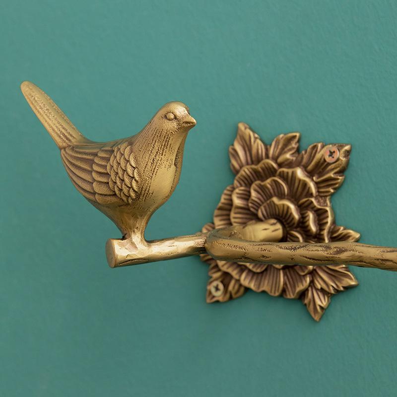 Antique Brass Wall Hanging Fixed Curtain Hook Bathroom Towel Towel Shelf Brass Gold Bird Wall Hanging Living Room Decoration New