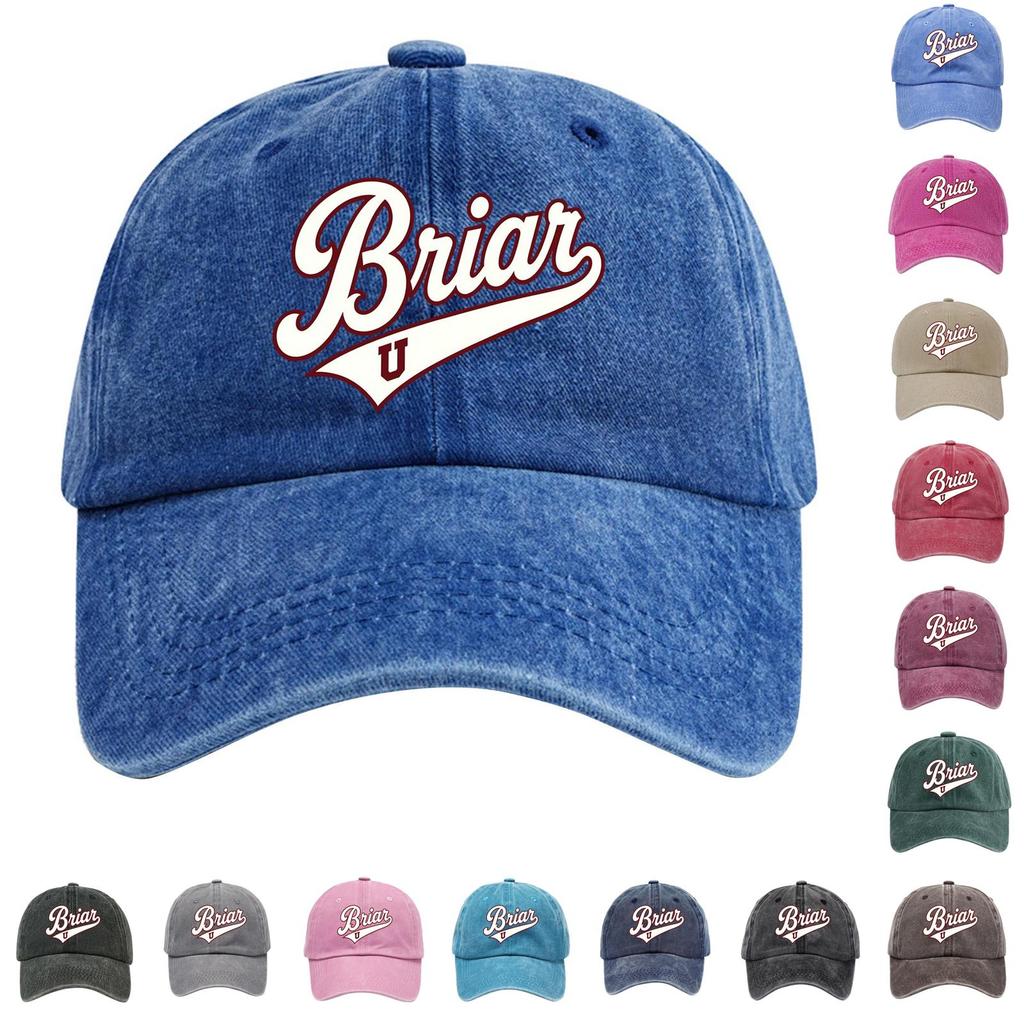Washed Cotton Baseball Cap Vintage Style Soft Top Denim Hat Adjustable Strap Back Briar U Embroidered Logo Casual Outdoor Headwear