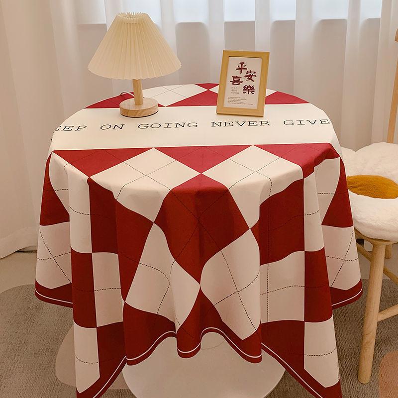 Ins Checkerboard Tablecloth Plaid Desk Mat Versatile Student Essential for Dormitory Round Table Cover Coffee Table Mat Dining Table Cloth Decorative