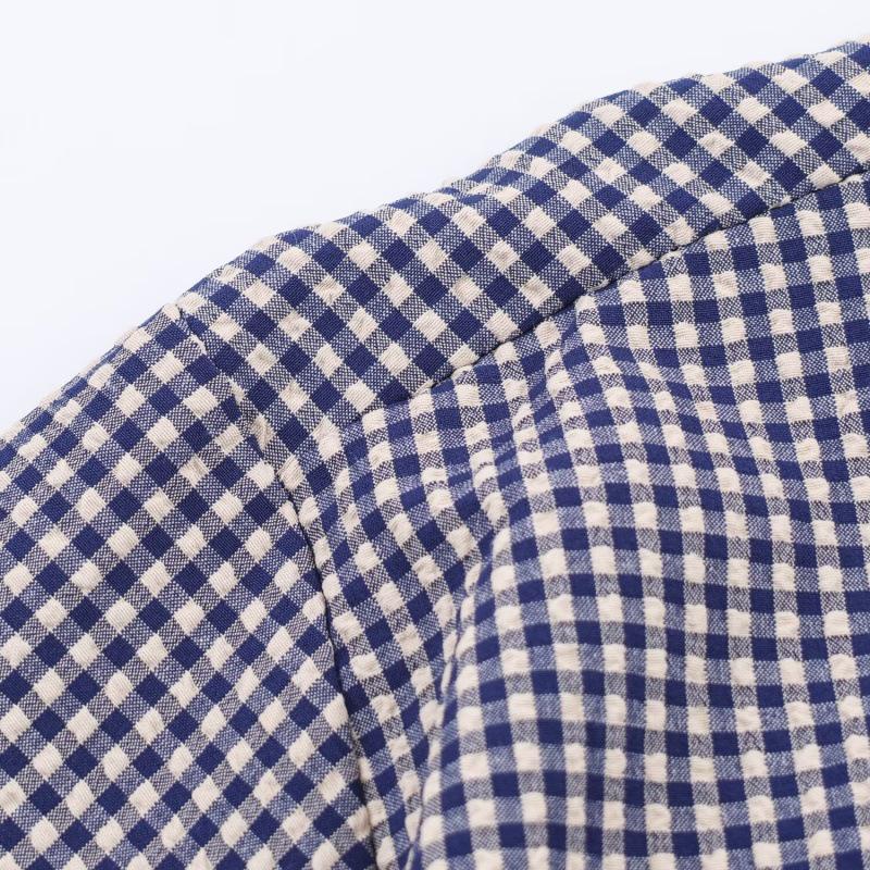 Camisa a Cuadros con Mangas Abullonadas Estilo Universitario para Mujer Otoño 2025