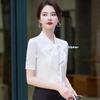 Women's Professional Short Sleeve Bow Blouse