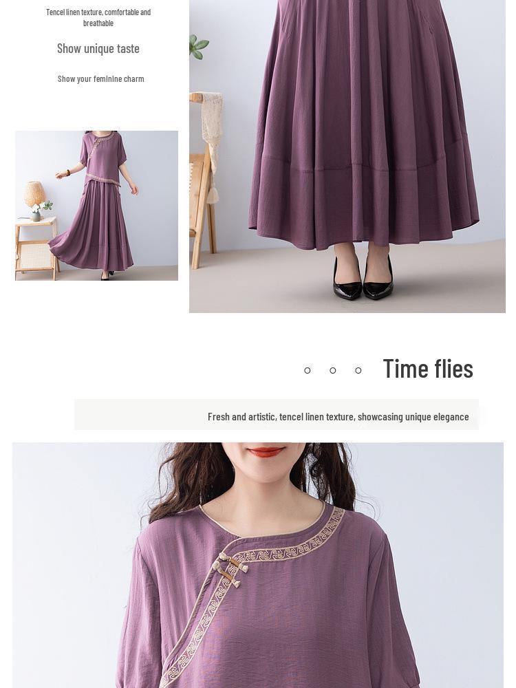Fashionable Ethnic Midi Skirt Two-Piece Set for Women (2025 Summer)