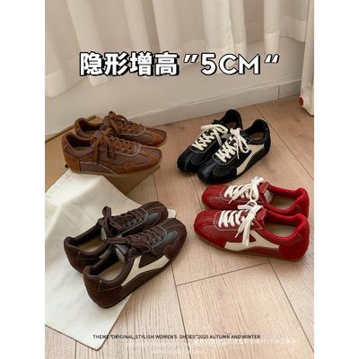 Sheepskin Version! Lace-up Color Matching Inner Height Increase Women 2 New Retro Versatile Sneakers Women