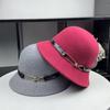 High Quality Pure Wool Woolen Basin Hat Women's Retro British Dome Bucket Hat Niche Design Japanese and Korean Women's Hat Top Hat