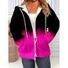 Woman Sweatshirts Simple Gradient Print Long Sleeves Zip Hoodie Autumn Casual Drawstring Design Fashion Women's Hoodie