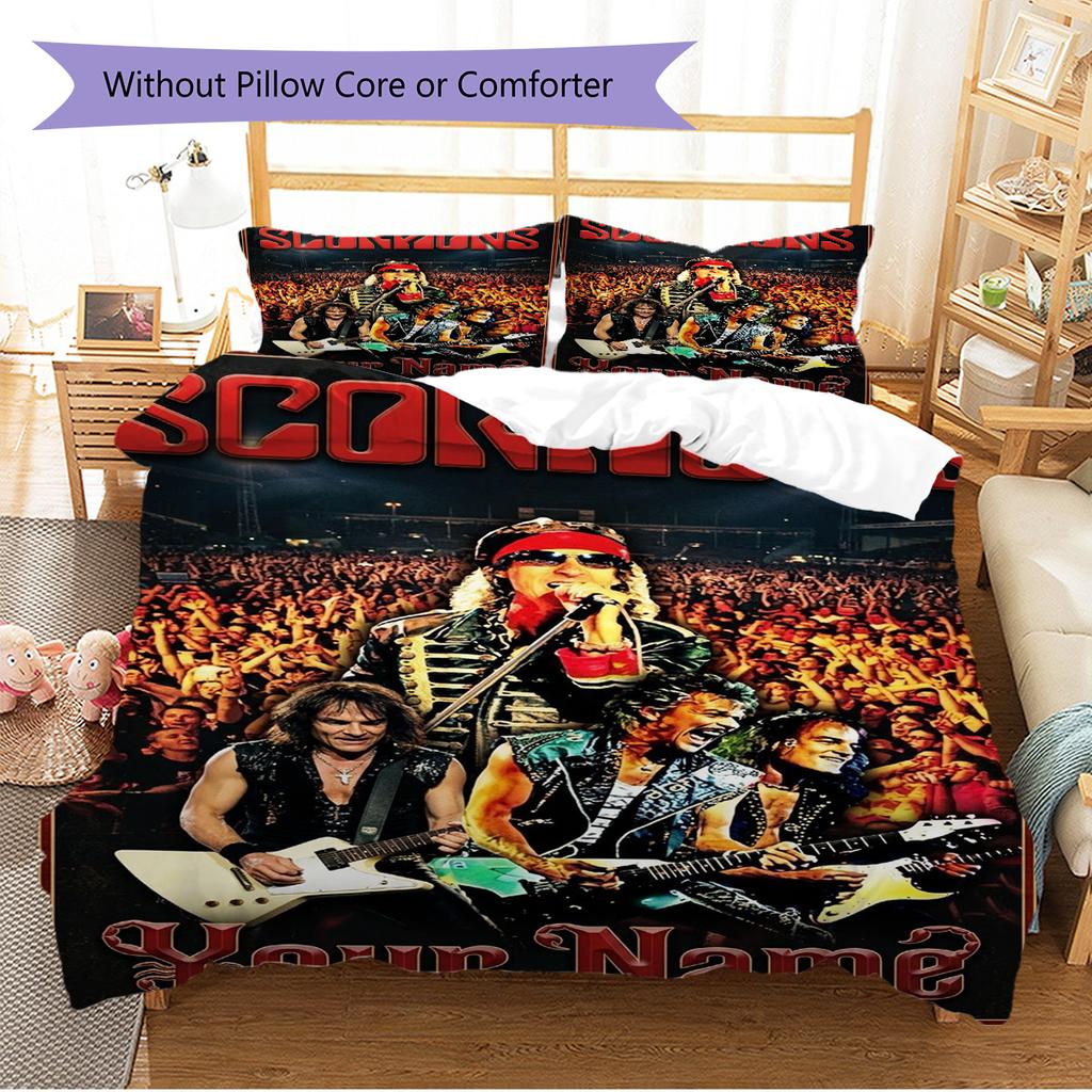 Name Custom Scorpions Pattern Bedding Set Quilt Cover Pillowcase Home Decor Gift (1 * Duvet Cover + 2 * Pillowcase, Without Core)
