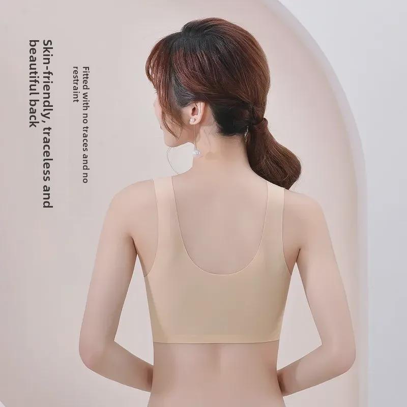 Nahtloser BH im Westenstil mit Schnalle vorne für Frauen mittleren Alters und ältere Frauen – ohne Stahlring, große Größe