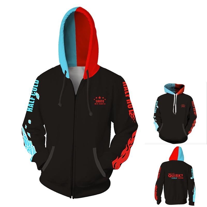 Hoodies Boku No Todoroki Shoto Zip Up Coat Cosplay Outwear