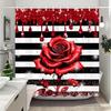 Valentine's Day Love Shower Curtain Black and White Buffalo Check LOVE Valentine's Day Gift Washable Bath Curtain Bathroom Decor