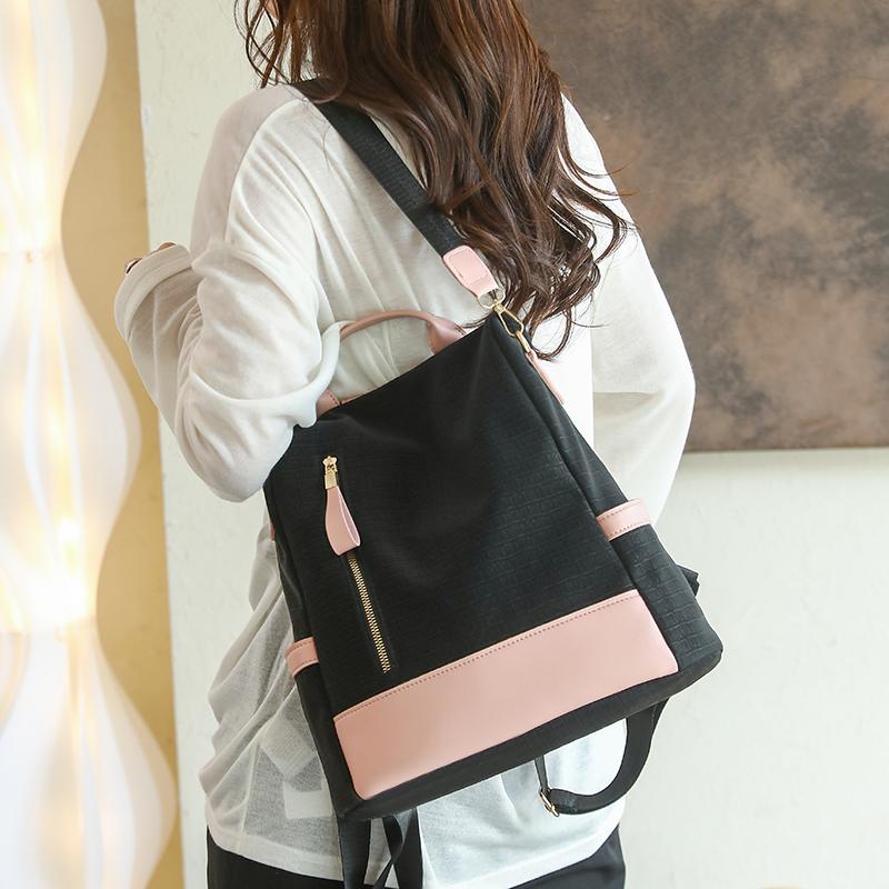 Women's Large Capacity Backpack Color Block Commuter Travel Anti-Theft Backpack Multi-Function Shoulder Bag