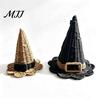 Fantasy Aesthetic Home Decor Handwoven Witch Hat, Gothic Wizard Costume Headpiece for Halloween Vintage Style Photography Props Party, Spooky Tabletop