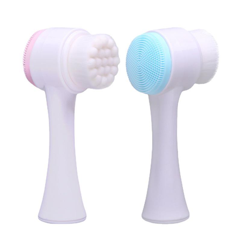 Oboustranný čisticí kartáček na obličej: Nylonové a silikonové štětinky pro čištění pórů a odstraňování černých teček