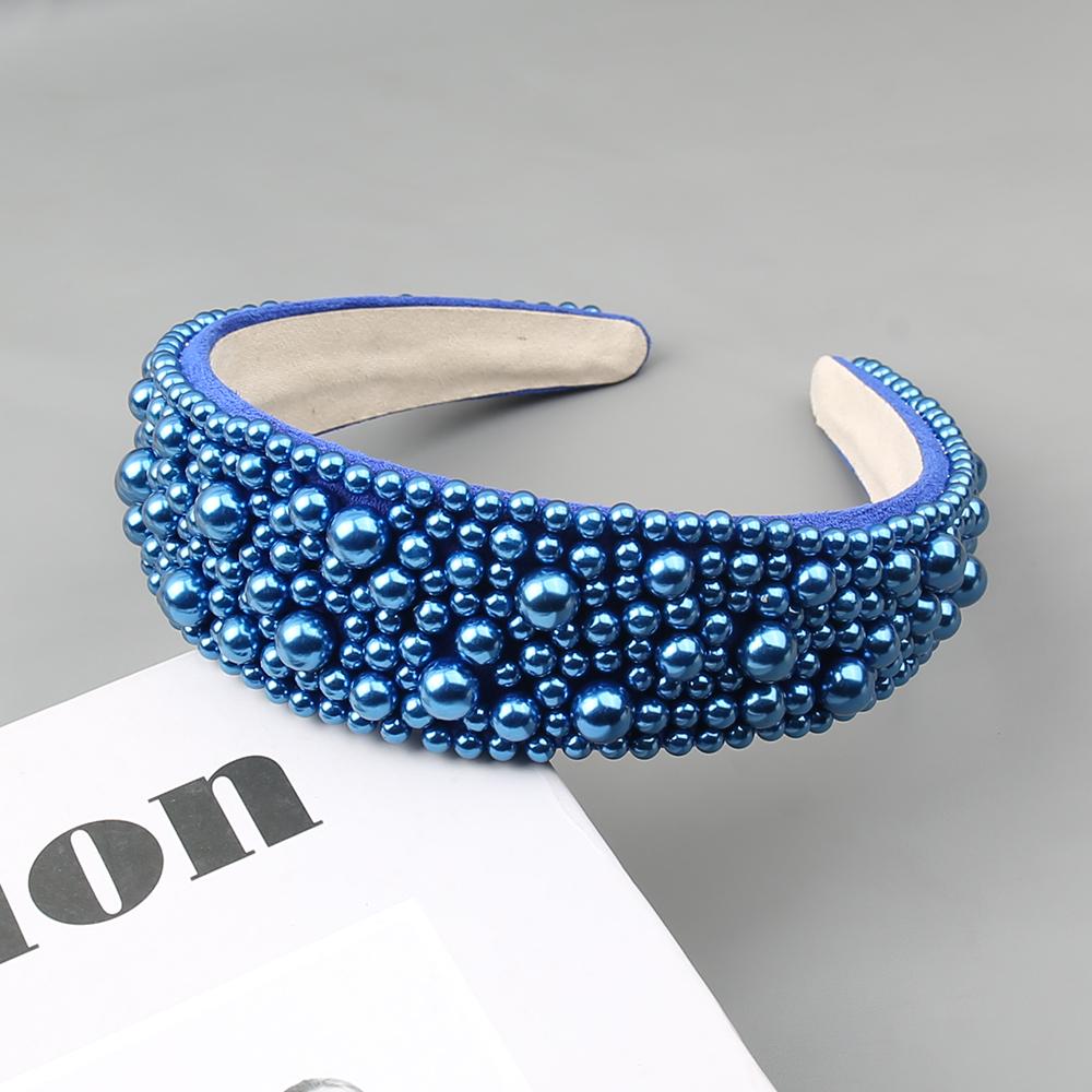 Hotselling Item Pearl Sponge Headband Handmade Nail Bead Multi-color Flower Hair Hoop Versatile and Fashionable Hair Accessories