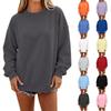 Women's Casual Color Neck Long Sleeve Loose Fit Pullover Sweatshirt Top