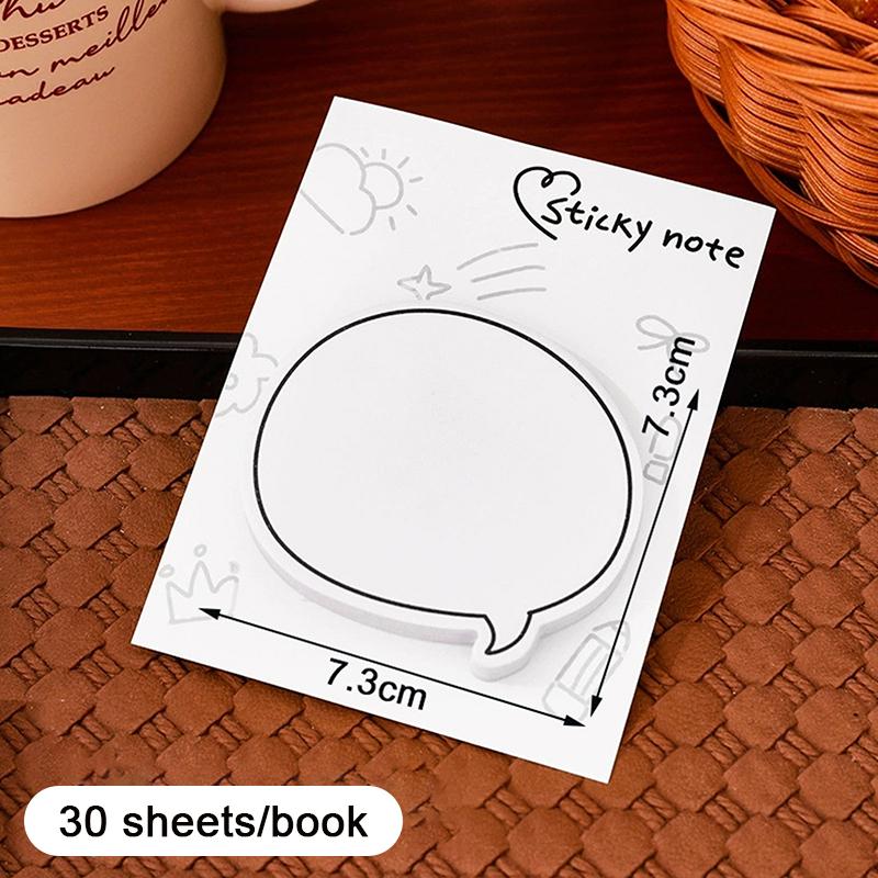 

30sheets High-Aesthetic Removable Paper Student Cute Minimalist Speech Bubble Sticky Notes Reusable N-Stick Memo Pads Gift
