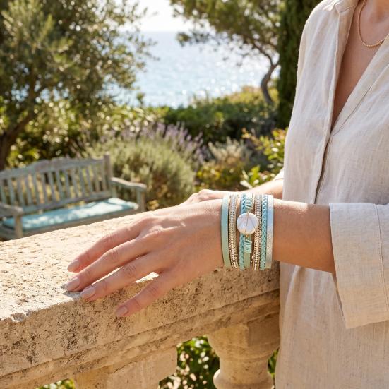 Damen Geflochtenes Armband Verstellbares Design Imitation Perlen Strasssteine Dekor Sicheres Verschluss Armband Handgelenk Accessoire