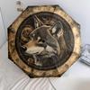 Gear Wolf  pattern, automatic folding umbrella, portable and foldable design, 8 ribs, a Christmas or birthday gift.