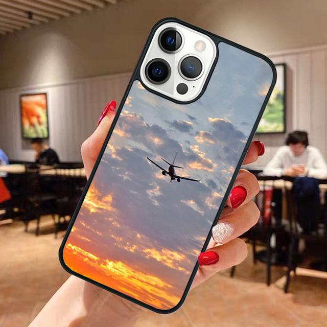Airplane Sunrise Aircraft Phone Case For iPhone 17 Air 13 12 14 15 16 For Apple iPhone 17 Air Pro Max Plus Coque