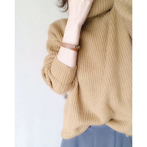 Bell Label Double-Row Leather Bracelet (Dark Brown/Medium/Magnetic Closure) Made in Japan, Cowhide Leather Bangle for Women/Italian Buttero