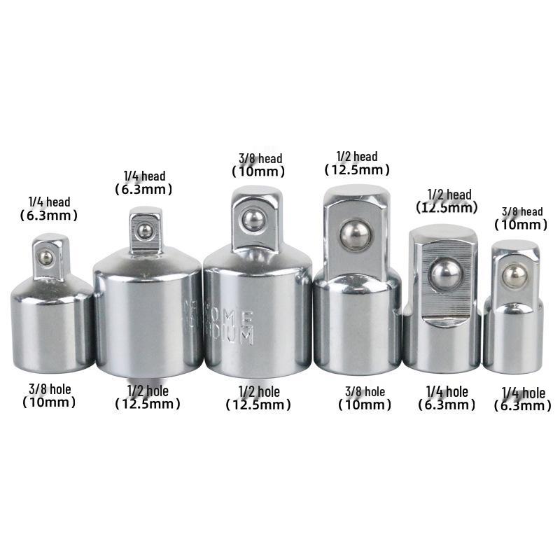 Austauschbares Ratschenschlüssel-Adapterset: 1/2" bis 3/8" bis 1/4" Fliegengrößen - CRV.