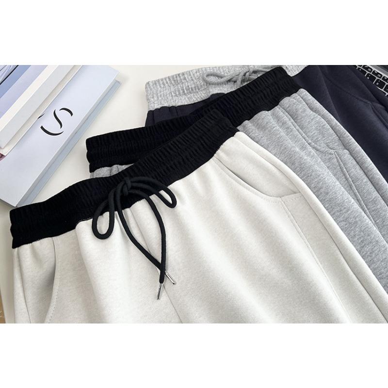Plus Size Winter Fleece Casual Banana Straight Long Pants For Women