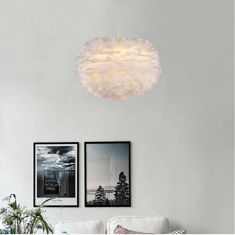 Ceiling Feather White Pendant Light Shade Modern Chandelier Lampshade Lamp Floor