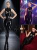 S-4Xl Sleeveless Double Sided Reversible Pu Pu Leather Catsuit Glossy Pu Leather Body Shaper Hollot Out Hosiery Role Play Leotard Jumpsuit