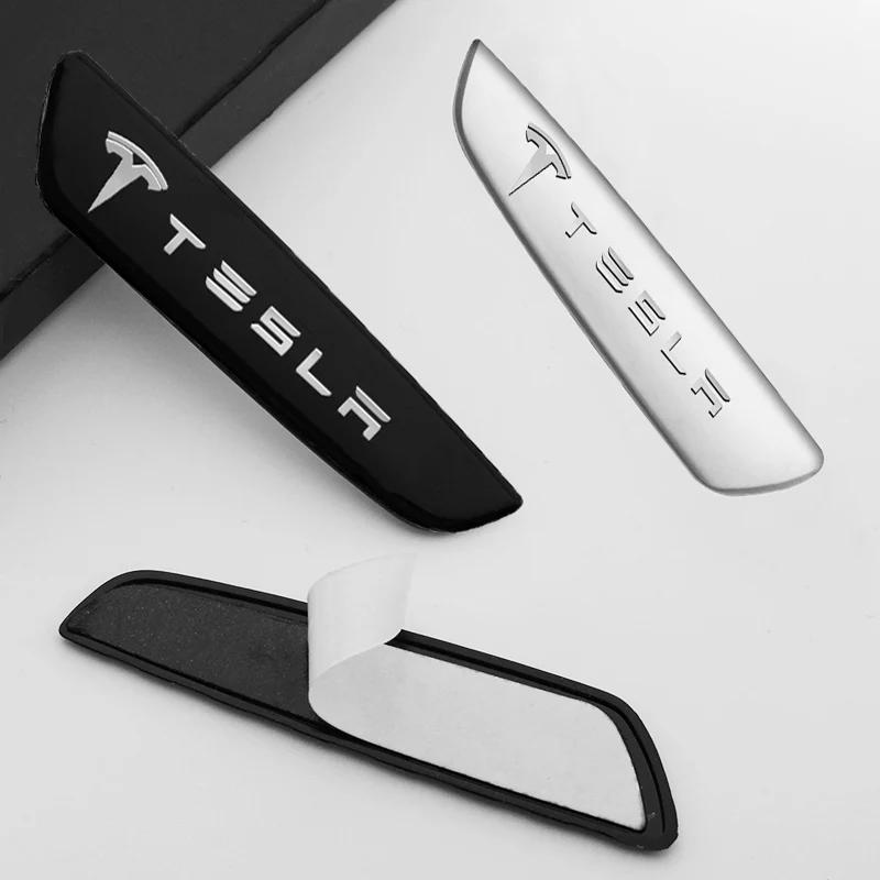 Car Sticker 2025 Hot 2Pcs 3D Metal Car Body Sticker Trunk Decorative Badge Emblem Decal Accessories For Tesla Model 3 Y S X 2021