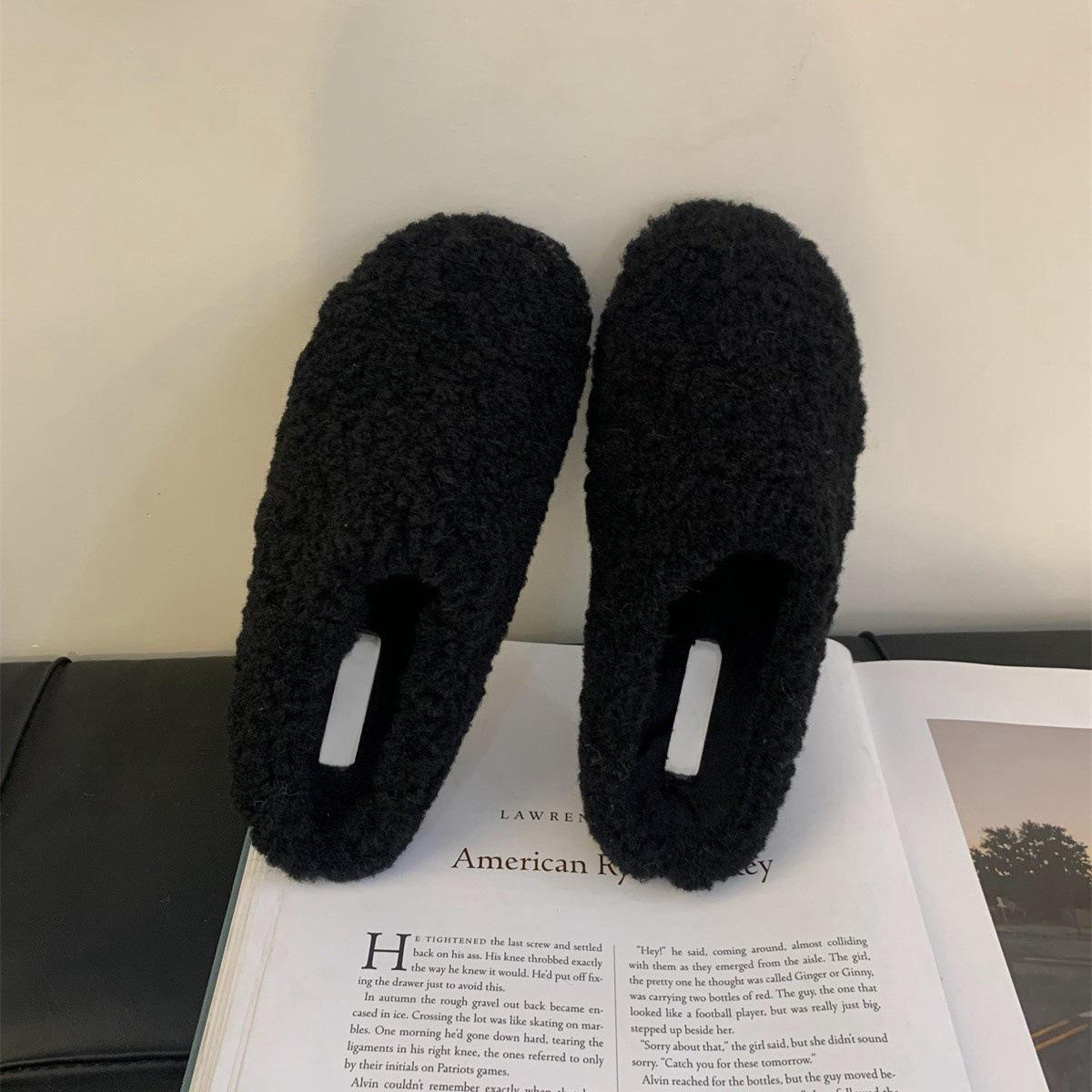 

Fashion bag head Mao Mao slippers women s autumn and winter wear 2024 new one-pedal cotton slippers 40 чёрный