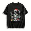 Christmas Skeleton Lights Print Top Unisex Holiday Tee Pure Cotton T-shirt