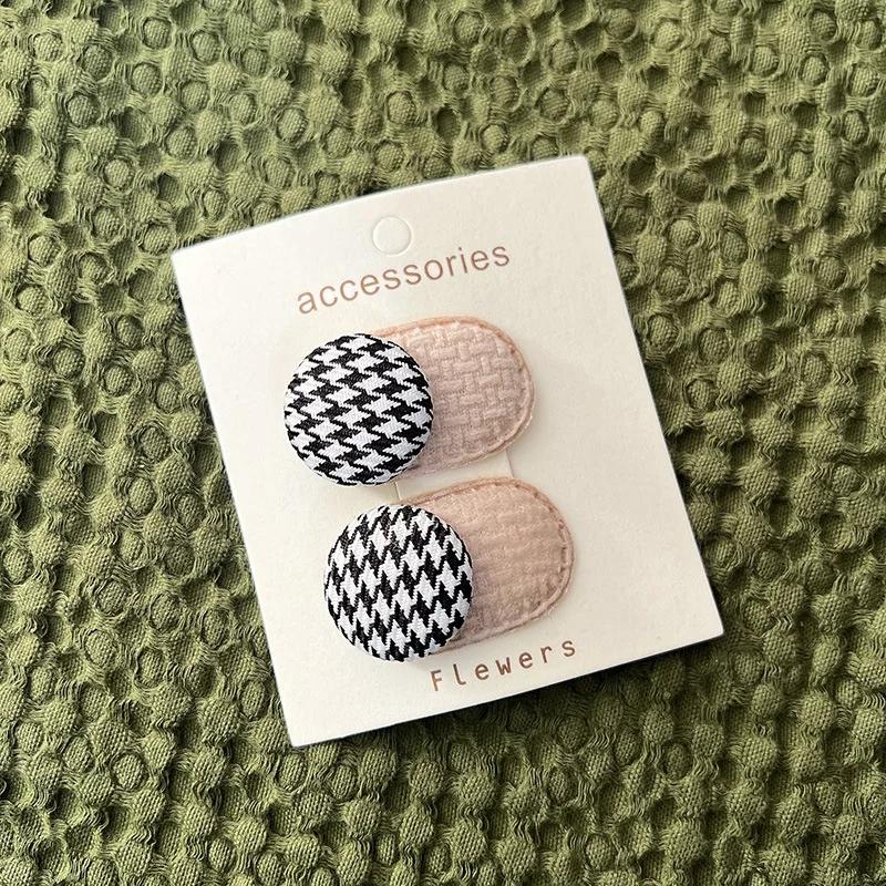 

New European American Children Vintage Plaid Hair Clips Baby Barrettes Headwear Girls Kids Hair Accessories белый