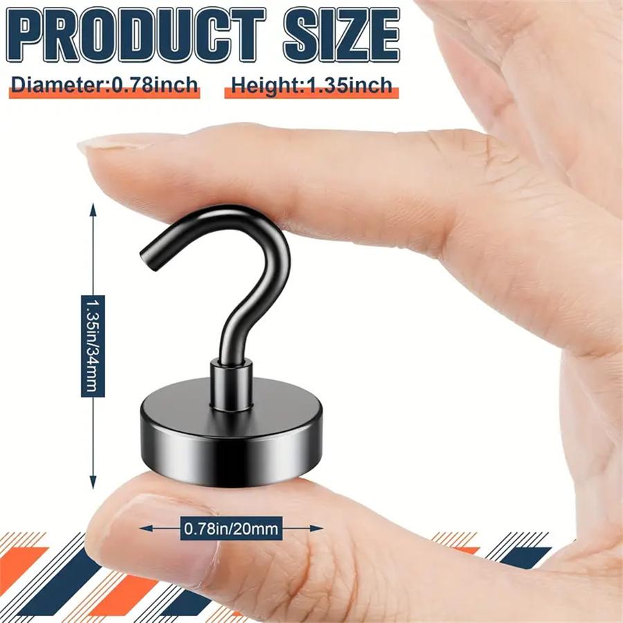 3/6/9ks Černý magnetický hák 50 Lbs Silný neodymový magnetický hák Pro zavěšení, Magnet s hákem Pro plavbu, BBQ, Domov, Kuchyň