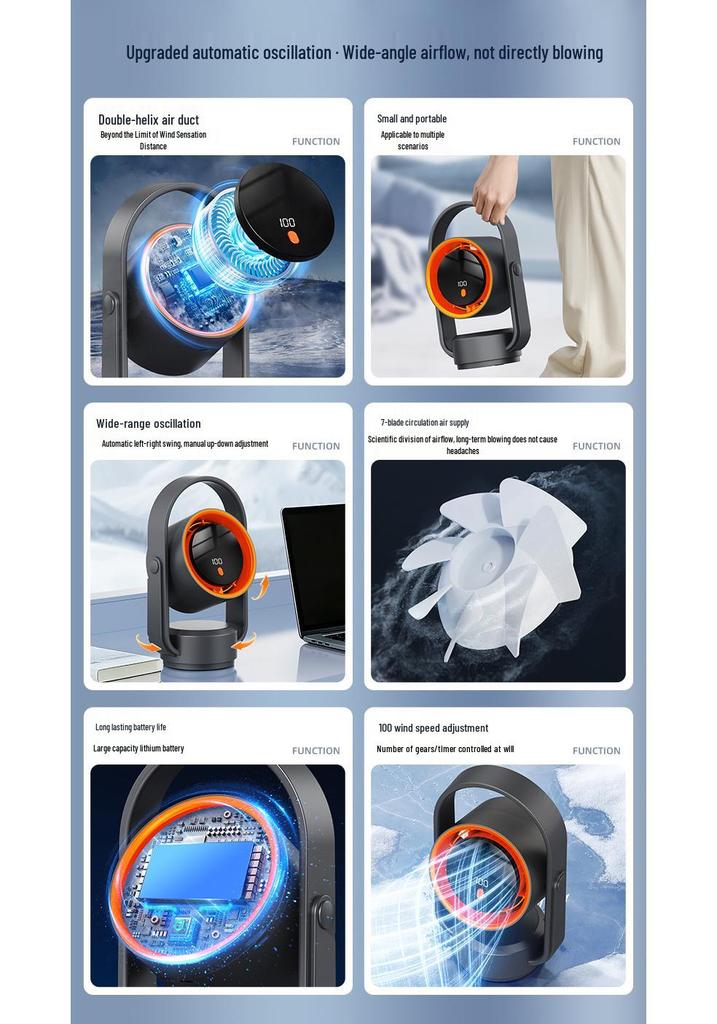 2026 Wiederaufladbarer Mini-Schreibtischventilator - Tragbar, Langlebig, USB-betrieben