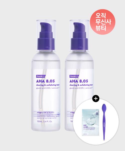 Frankly AHA 8.05% Toner (2-Pack, 100ml each) + Free Mask Pack & Pore Brush NONE