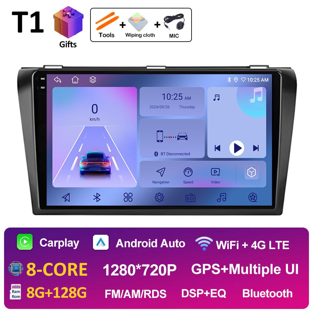Pentru Mazda 3 2004 2005 2006 2007 2008 2009 Sistem inteligent Android Navigație GPS Wireless Carplay Bluetooth QLED Ecran IPS