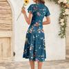 Women's Summer Fashion V-Neck Ruffle Sleeve Retro Elegant Midi Dress