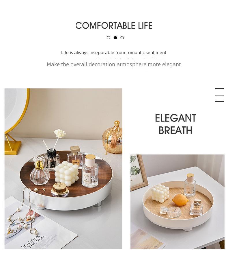 Nordic Round Coffee Table Tray for Ornaments, Aromatherapy, Perfume, and Cosmetics Storage.
