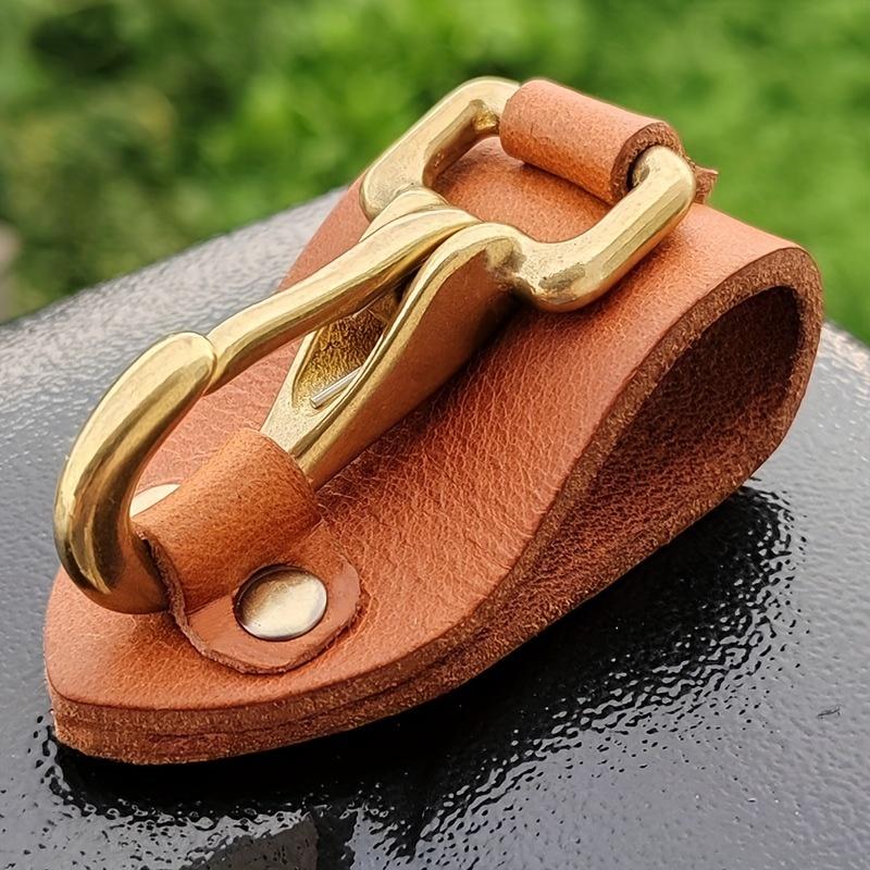 1PC Handmade Keychain Waist Hanging Creative Leather Copper Accessories Leather Belt Leather Circle Practical Belt Outdoor Hook