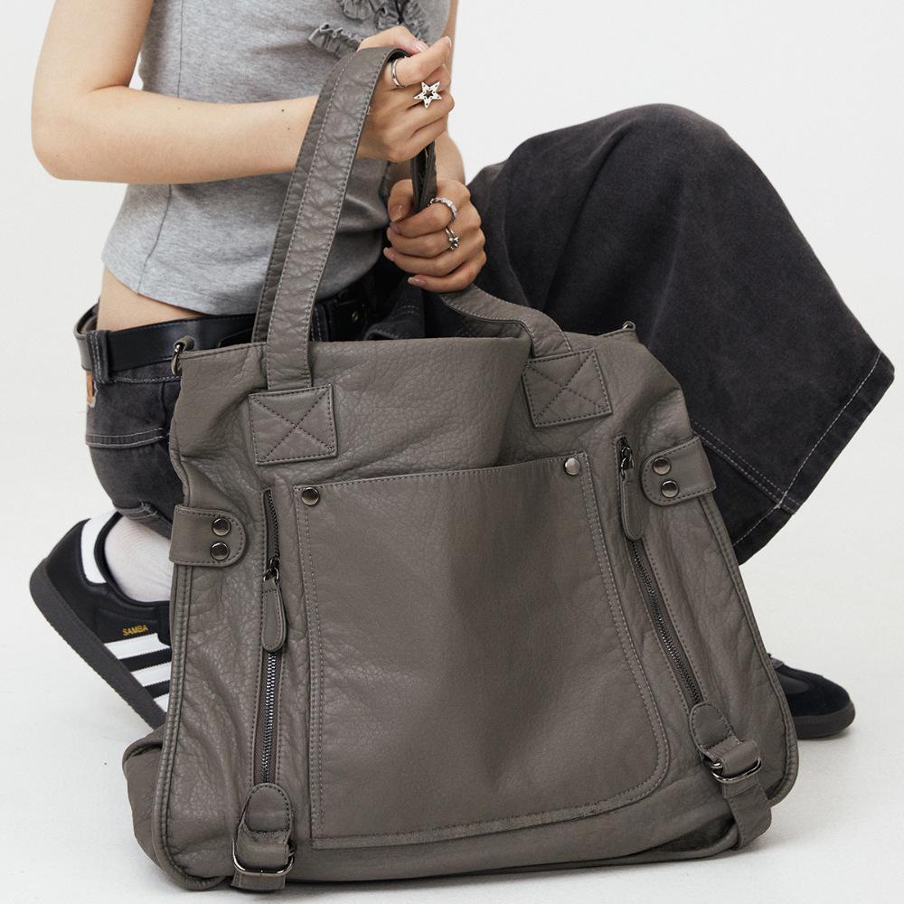 Women'S Soft Leather Retro Tote Bag Trendy Shoulder Messenger Bag