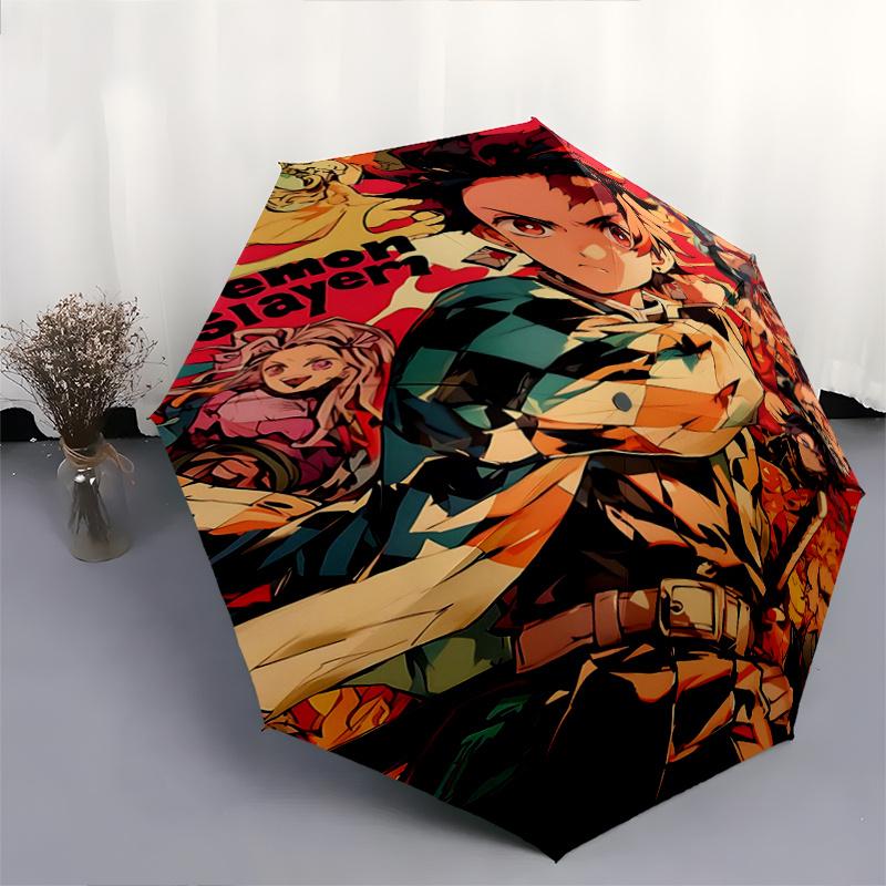 1pc Demon Slayer Character Automatic Opening and Closing Folding - A Good Choice for Gifts, Fashionable and Convenient Umbrella With Cute Cartoon