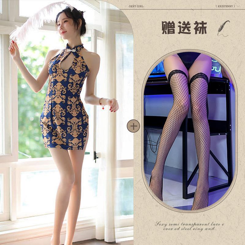 Sex underwear emotional perspective high-end cheongsam nightclub tight short skirt uniform temptation suit classical cheongsam