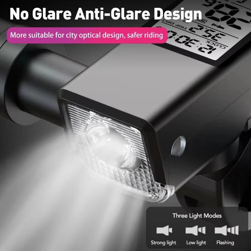 Bike Light 3 In 1 Bicycle Wireless Computer Flashlight LED Bike Front Light Cycling Horn Waterproof USB Headlight Riding Lamp