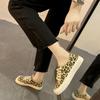 Wide Feet Square Toe Canvas Loafers Women's Leisure Lace Up Sneakers Platform Leopard Zebra Print Shoes Student Running Shoes