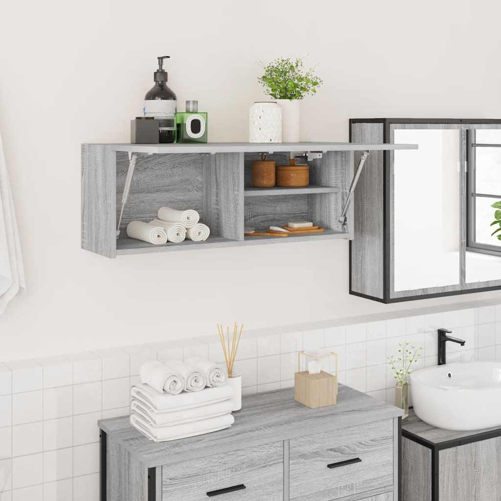 Bathroom Wall Cabinet Gray Sonoma 80 x 25 x 30 cm Particleboard