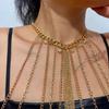 Vintage exaggerated tassel body chain, crystal tassel bra chain, sexy bikini waist chain