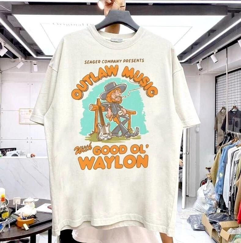 Seager x Waylon Jennings Outlaw Graphic Funny White Unisex T shirt S-5XL Unisex T-Shirt S