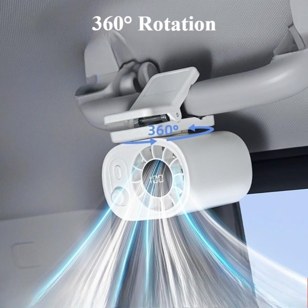 360° Rotatable Car Clip-On Fan Rechargeable USB Fan Portable Mini Fan Outdoors