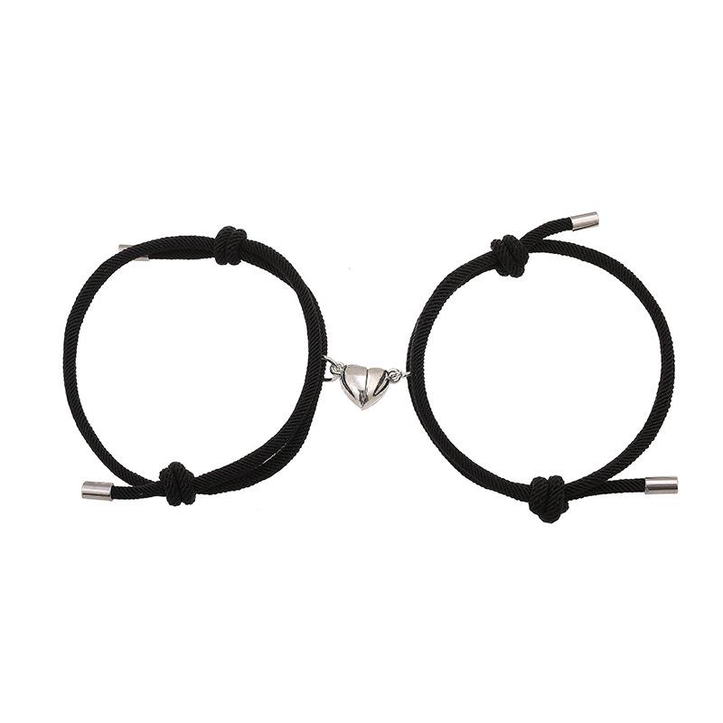 

Romantic 2pcs/Set Heart Magnetic Couple Bracelets Men Women Classic Black White Paired Lovers Braclet Adjustable Braslet Knot