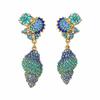Vintage Blue Glass Bow Earrings - Retro Design Ornament