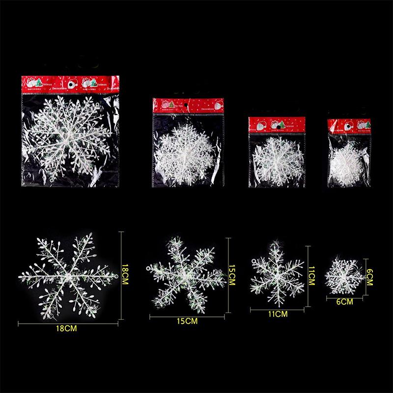 6Pcs White Snowflake Christmas Decoration Snowflake Hanging Xmas Tree Pendant Ornament for Home Decor New Year Party Accessory